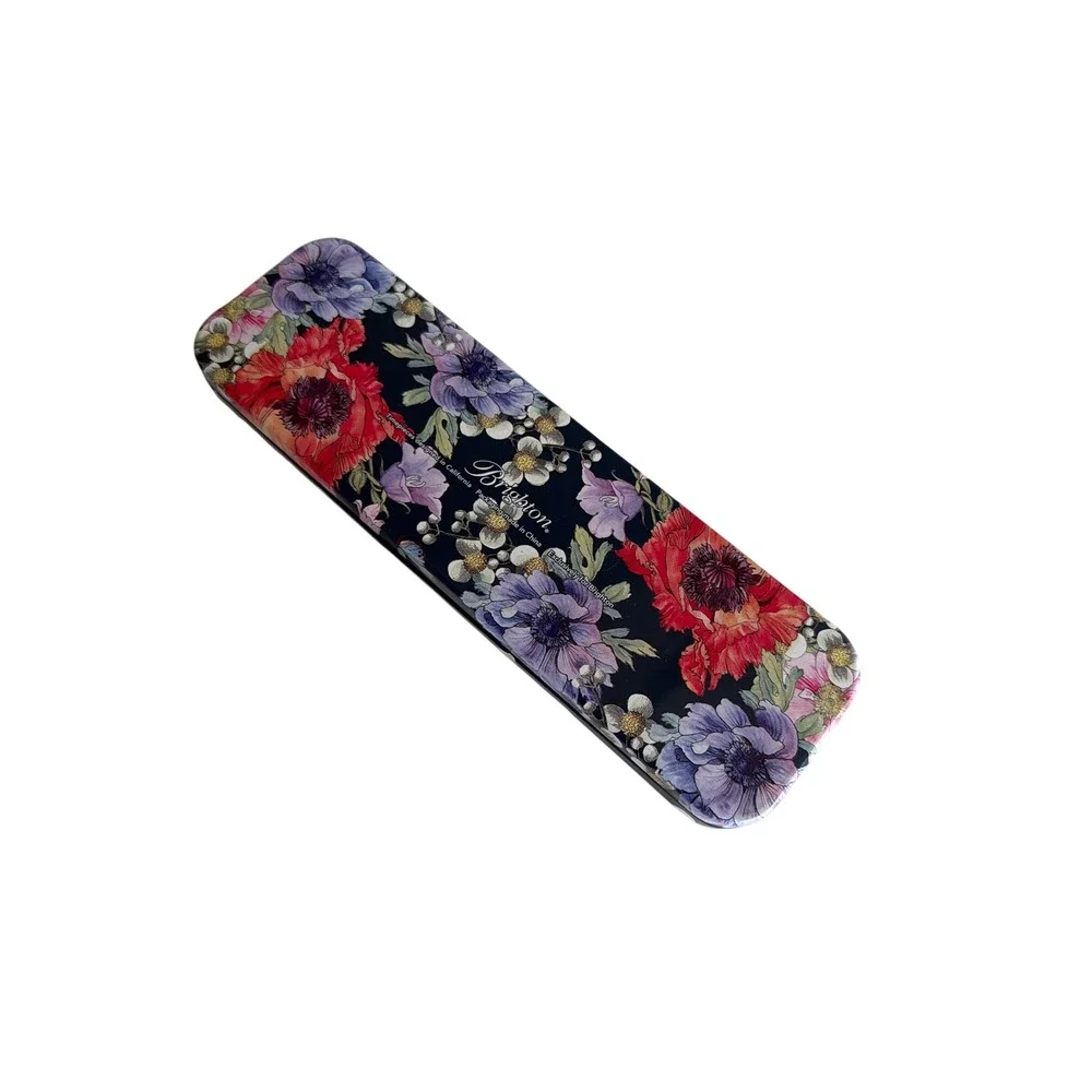 Brighton Tin Case Navy Blue Floral Anemone Poppy Rectangular Box Accessory